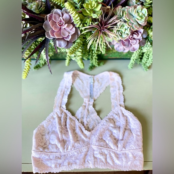 FREE PEOPLE Intimately 🌸 Galloon Racerback Floral Lace Bralette, Ballet | S - Picture 4 of 15